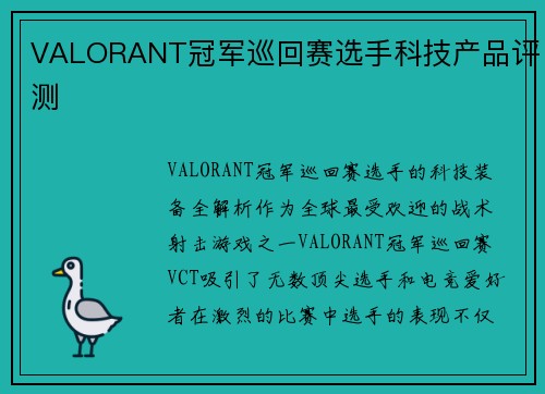 VALORANT冠军巡回赛选手科技产品评测